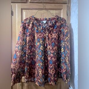 CATO Women's Size XL Multi-Colored Lace Fall
Aztec Print Peasant Blouse